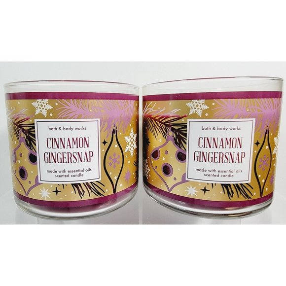 2 CINNAMON GINGERSNAP Bath & Body Works 3 Wick Scented Candle 14.5oz NEW - Picture 5 of 10